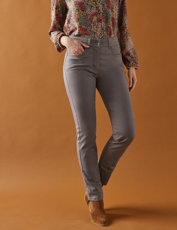Pantalon droit gainant - petite stature entrej. 75 cm (gris moyen) Pantalon droit gainant - petite stature entrej. 75 cm (gris moyen)